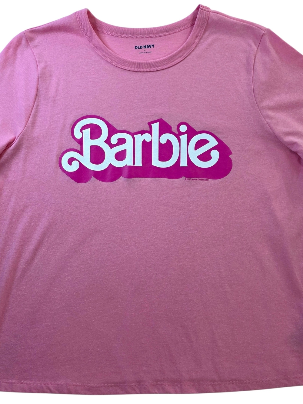 1Old Navy Pink Barbie Logo Short Sleeve Tee-Size L